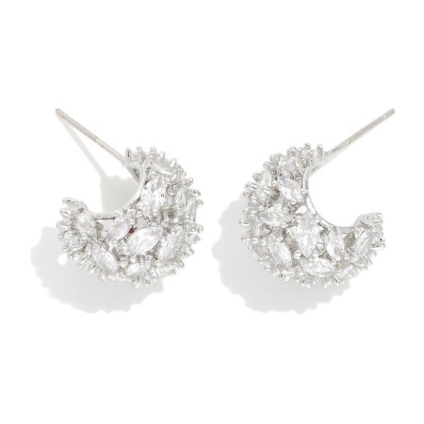 Spikey Rhinestone Dome Hoop Earrings  

- Gold Dipped
- Approximately 1" L