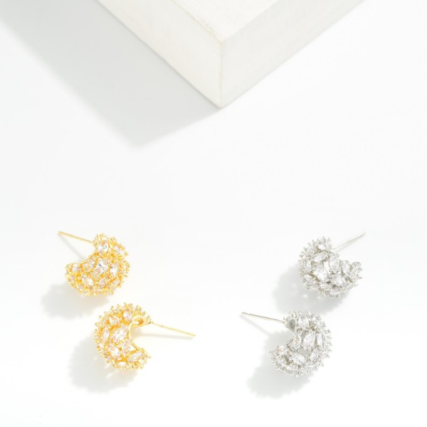 Spikey Rhinestone Dome Hoop Earrings  

- Gold Dipped
- Approximately 1" L