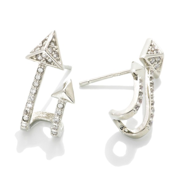 Cubic Zirconia Double Arrow Cuff Earrings 

- Approximately .75" L