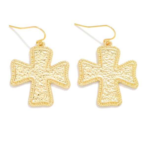 Textured Metal Cross Drop Earrings 

- Approximately 1.25" L