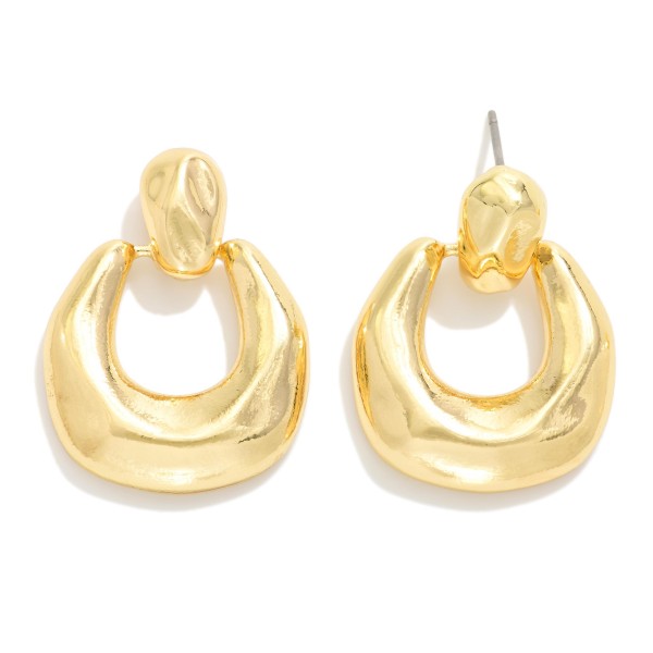 Hammered Door Knocker Post Drop Earrings 

- Approximately 1" L