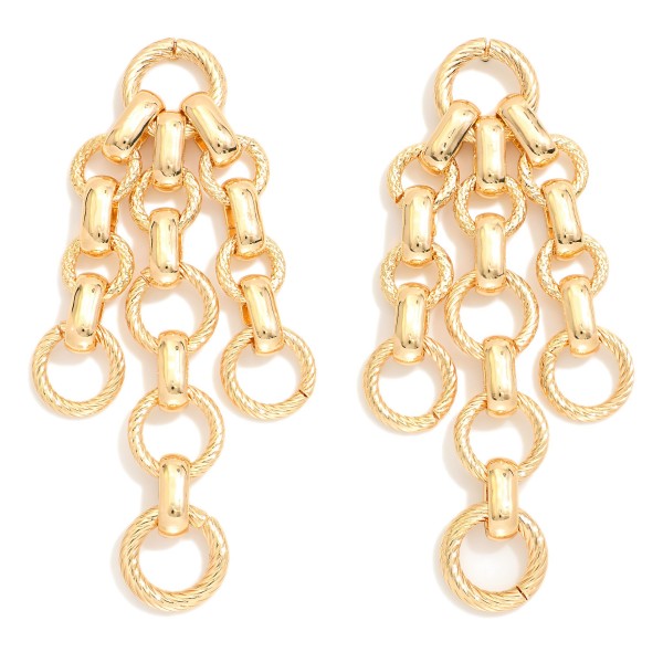 Metal Hoop Chain Link Post Drop Earring Featuring Tassel Detail

- Approximately 2.5" L 