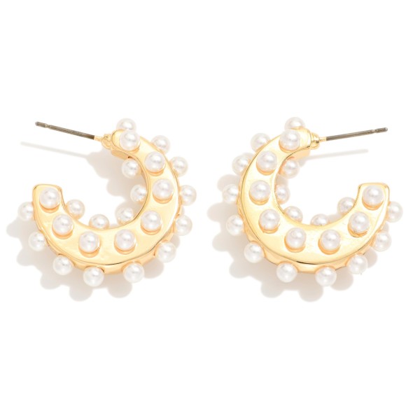Pearl Studded Hoop Drop Earring 

- Approximately 1