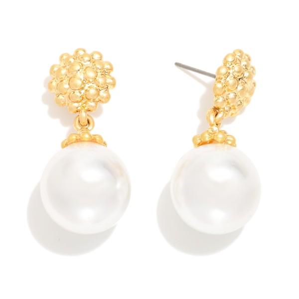 Metal Tone Ball Cluster Post Drop Earring Featuring Pearls

- Approximately 1.5" L 