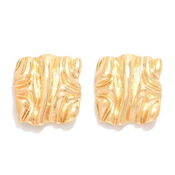Wavy Metal Tone Squared Post Drop Earring 

- Approximately 1" L 