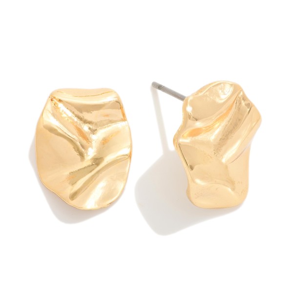 Metal Tone Wavy Oval Post Drop Earring 

- Approximately .5" L  