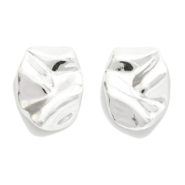 Wavy Metal Rectangle Post Drop Earrings 

- Approximately 1" L