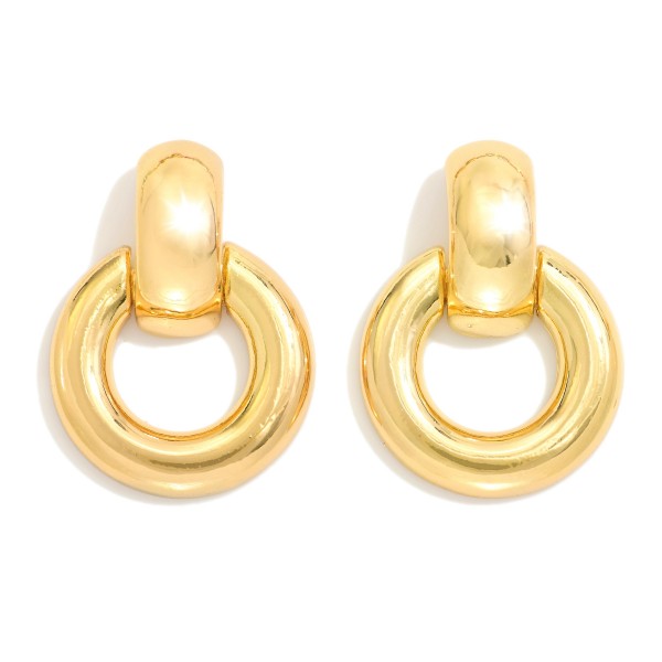Metal Tone Hoop Door Knocker Post Drop Earrings

- Approximately 1." L
