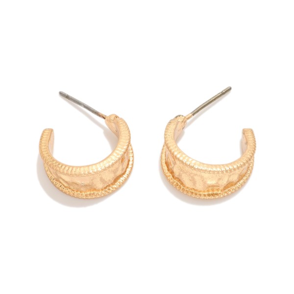 Hammered Metal Tapered Hoop Earrings 

- Approximately .5" D