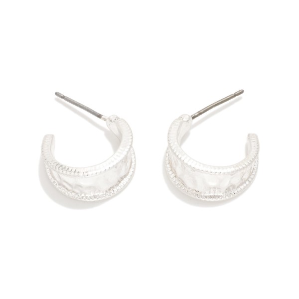 Hammered Metal Tapered Hoop Earrings 

- Approximately .5" D