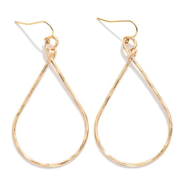 Hammered Metal Teardrop Drop Earrings 

- Approximately 2.25" L