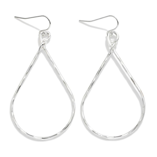 Hammered Metal Teardrop Drop Earrings 

- Approximately 2.25" L