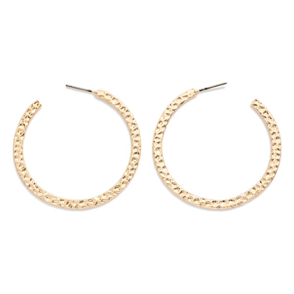 Hammered Metal Flat Hoop Earrings 

- Approximately 1.5" D