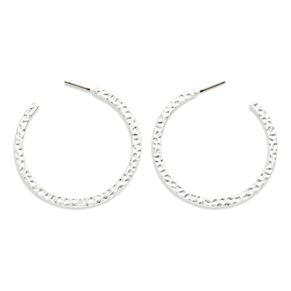 Hammered Metal Flat Hoop Earrings 

- Approximately 1.5" D