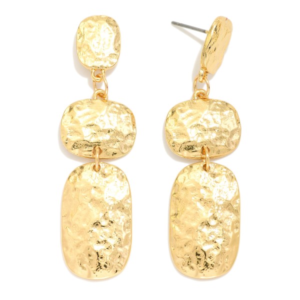 Linked Flat Hammered Metal Circle & Square Post Drop Earring 

- Approximately 2" L 