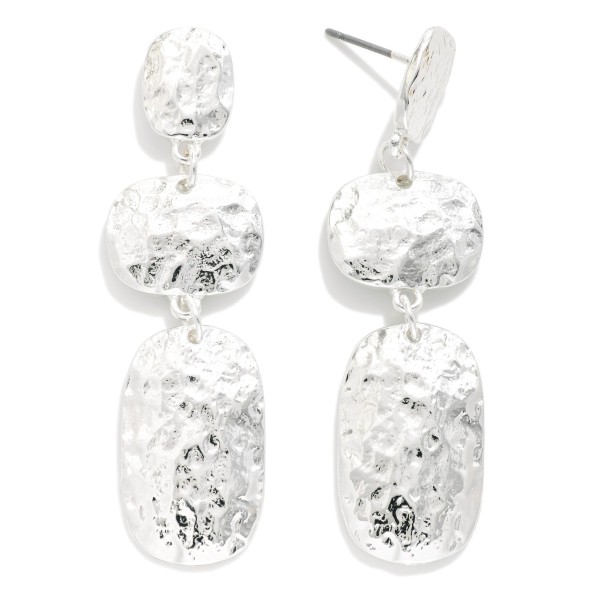 Linked Flat Hammered Metal Circle & Square Post Drop Earring 

- Approximately 2" L 