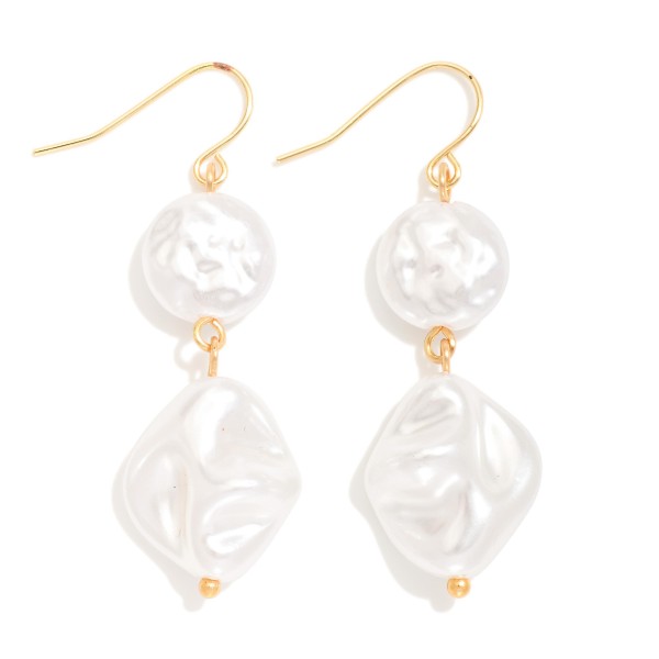 Linked Flat & Baroque Pearls Drop Earrings 

- Approximately 1.75" L
