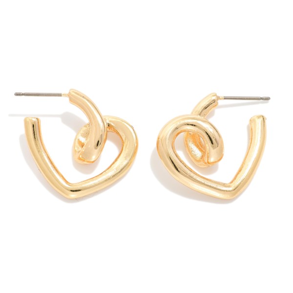 Twisted Metal Heart Hoop Earrings 

- Approximately .75" L