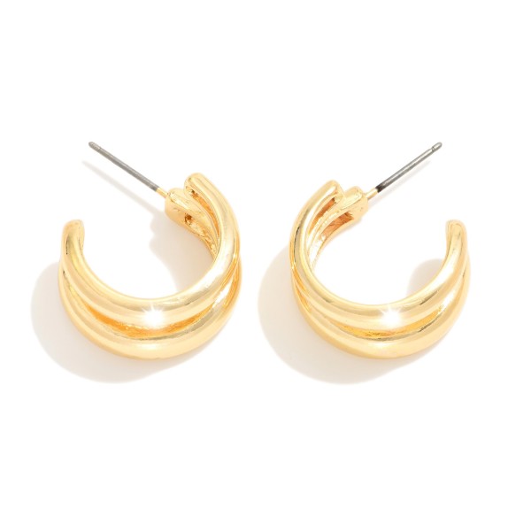 Layered Metal Hoop Earrings 

- Approximately .5" D