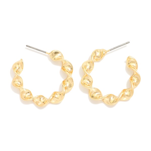 Twisted Metal Hoop Earrings 

- Approximately .75" L