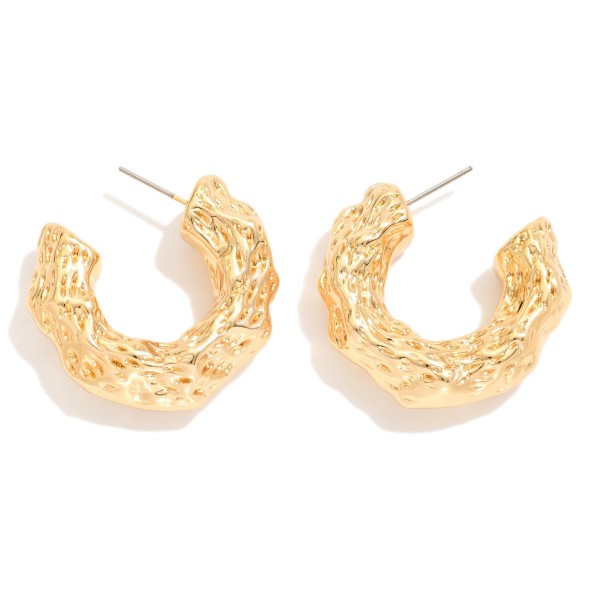 Chunky Textured Metal Hoop Earrings 

- Approximately .75" D