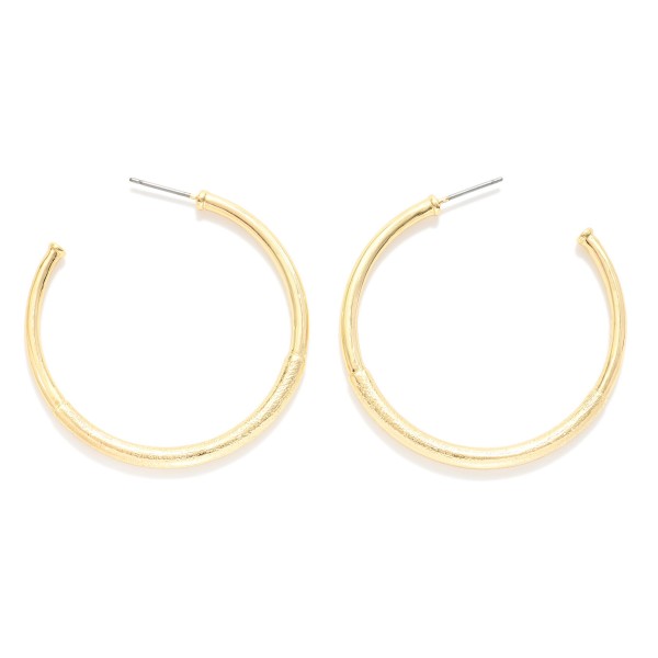 Textured Metal Tube Hoop Earrings 

- Approximately 1.5" D