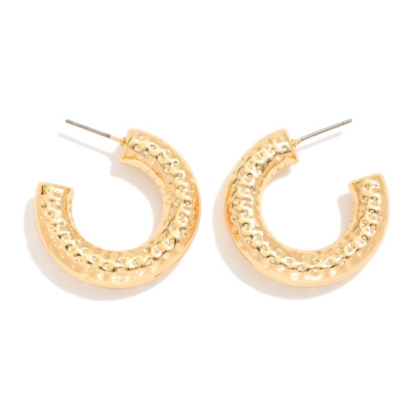 Hammered Metal Hoop Earrings 

- Approximately .75" D