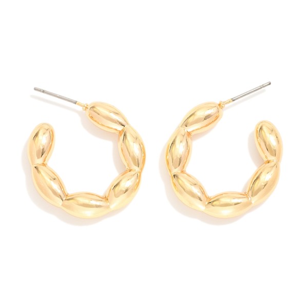Metal Oval Bead Hoop Earrings 

- Approximately .75" D