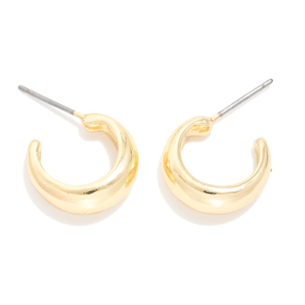 Tapered Metal Hoop Earrings 

- Approximately .5" D