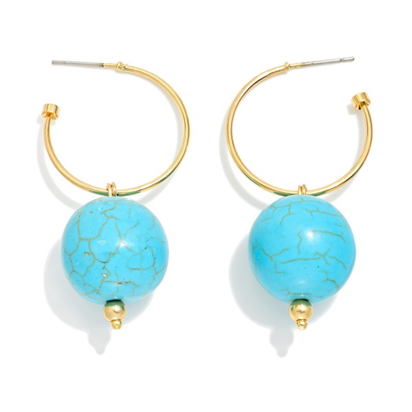 Linked Metal Tone Hoop & Western Ribbed Metal Tone Earring With Stone Detail

- Approximately 2" L 