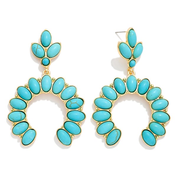 Metal Tone Linked Drop Earring Featuring Stone Accents 

- Approximately 2.75" L 