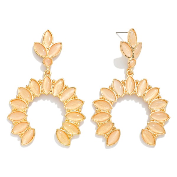 Metal Tone Linked Drop Earring Featuring Stone Accents 

- Approximately 2.75" L 