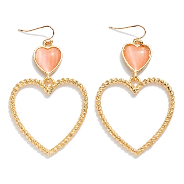 Linked Acetate Heart With Twisted Heart Hoop Drop Earring 

- Approximately 2.75" L 