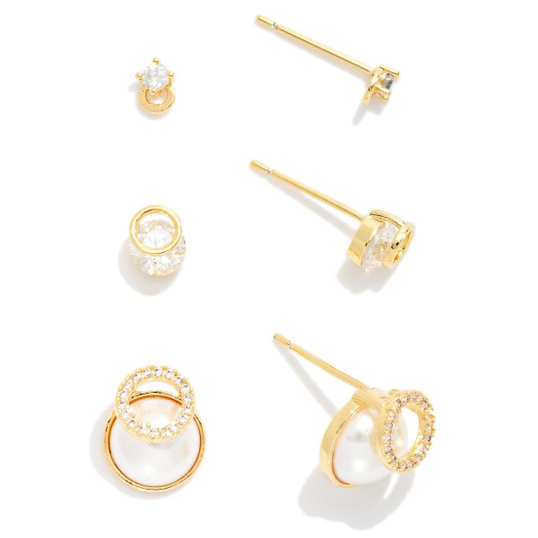 Do Everything In Love Rhinestone & Pearl Stud Earrings 

- Approximately .25" L