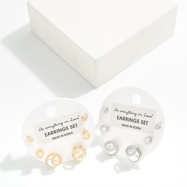 Do Everything In Love Rhinestone & Pearl Stud Earrings 

- Approximately .25" L