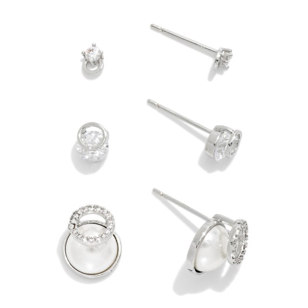 Do Everything In Love Rhinestone & Pearl Stud Earrings 

- Approximately .25" L