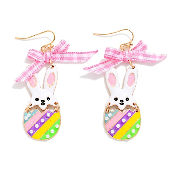 Enamel Easter Bunny & Egg Drop Earrings 

- Approximately 2" L