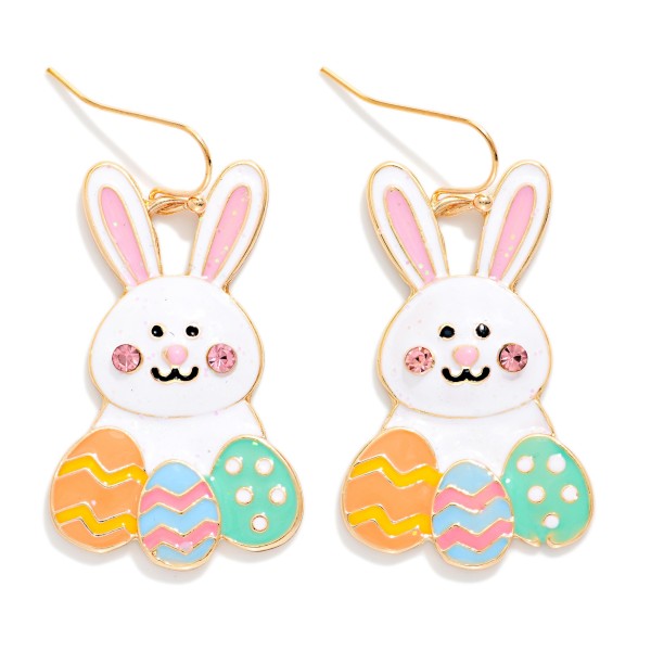 Enamel Easter Bunny & Egg Drop Earrings 

- Approximately 2" L
