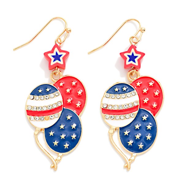 Enamel Americana Balloon & Star Bead Drop Earring 

- Approximately 2" L