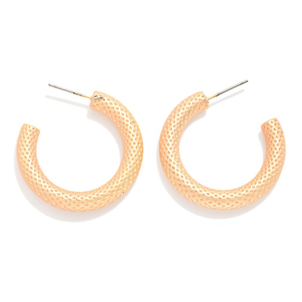 Textured Metal Hoop Earrings 

- Approximately .75" D