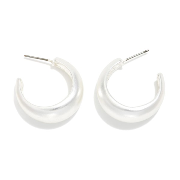 Tapered Metal Hoop Earrings 

- Approximately .75" D