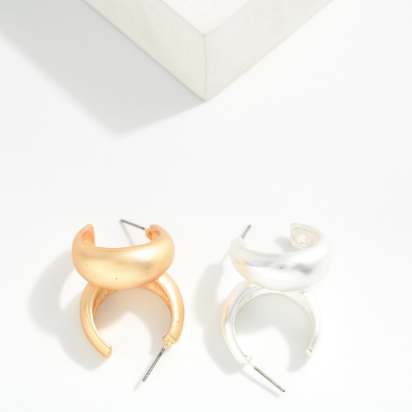 Tapered Metal Hoop Earrings 

- Approximately .75" D