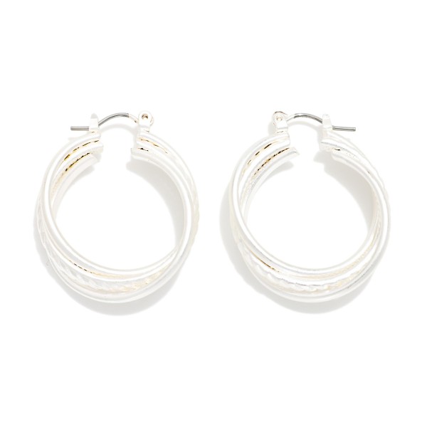 Layered Intertwined Metal Hoop Earrings 

- Approximately .75" D