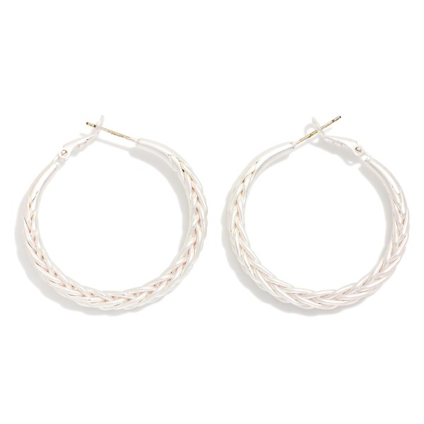 Braided Metal Hoop Earrings 

- Approximately 1.5" D