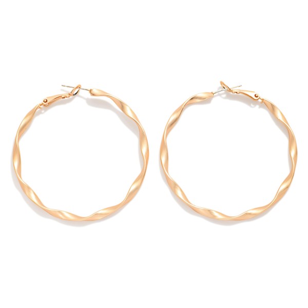 Large Twisted Metal Hoop Earrings 

- Approximately 2" D