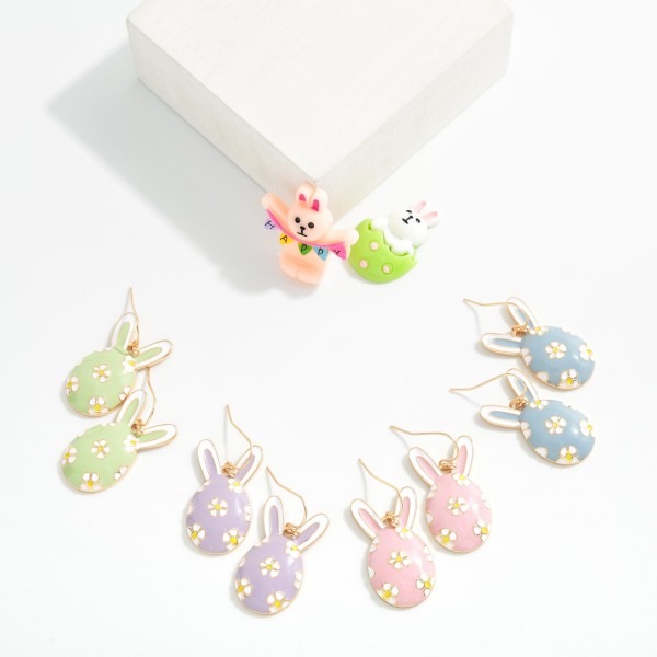 Enamel Easter Egg With Bunny Ears Drop Earrings 

- Approximately 1" L