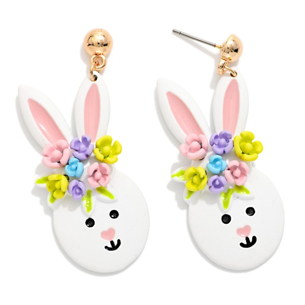 Enamel Easter Bunny Drop Earrings 

- Approximately 1.25" L