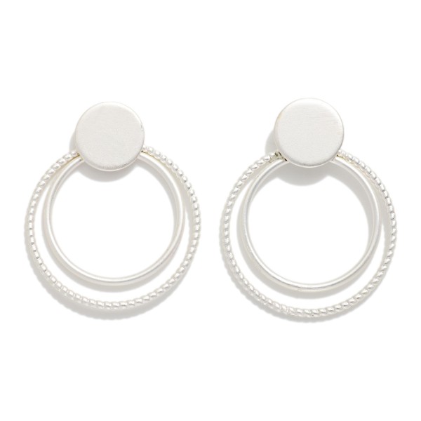 Nesting Metal Hoop Post Drop Earrings 

- Approximately 1" L