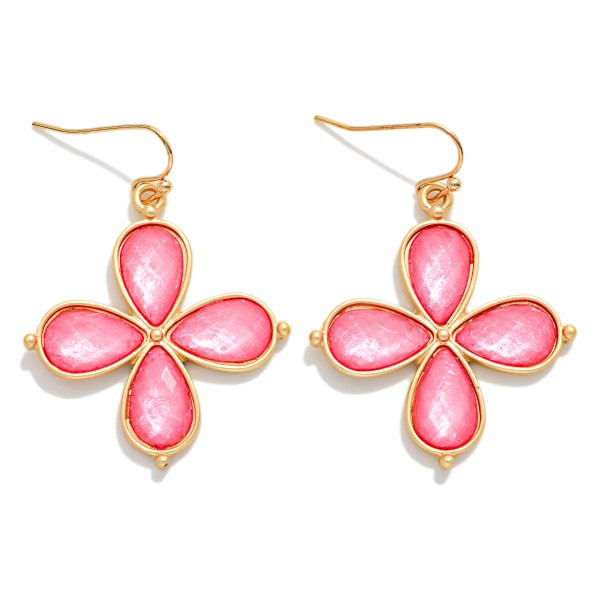 Acetate Flower Drop Earrings 

- Approximately 2" L