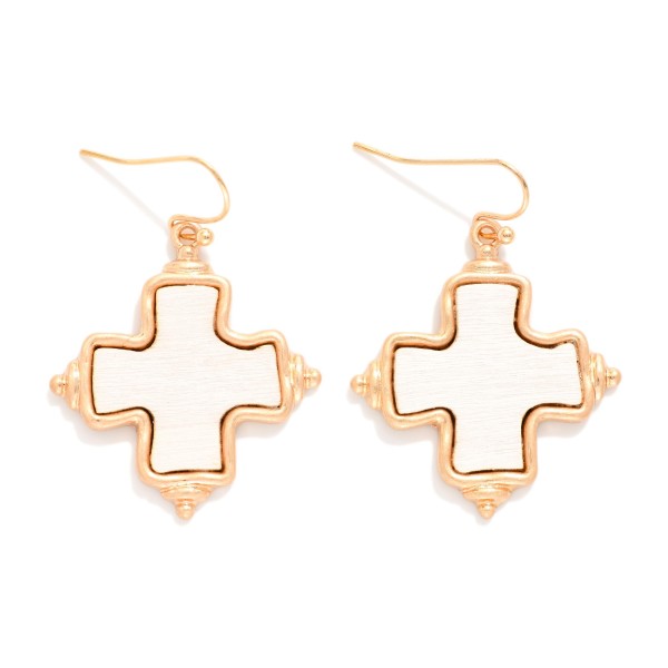 Wood & Metal Tone Plus Cross Earrings 

- Approximately 1.5" L